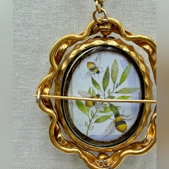 Vintage Floral  Art Glass Brooch/Pendant Spinner - Picture 3 of 6